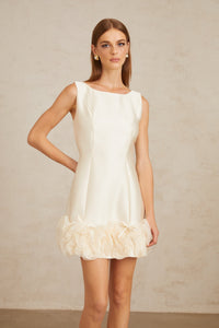 Caméo Cream White Tulle Panel Floral Mini Dress
