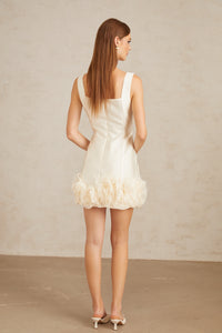 Caméo Cream White Tulle Panel Floral Mini Dress