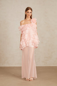 Rosalie Pink Layered Ruffled Floral Dress & Skirt Set