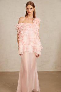 Rosalie Pink Layered Ruffled Floral Dress & Skirt Set