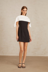 Constance Black A-Line Mini Dress with Cape Detail