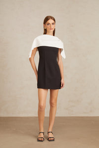 Constance Black A-Line Mini Dress with Cape Detail
