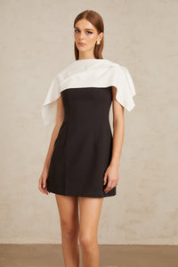 Constance Black A-Line Mini Dress with Cape Detail