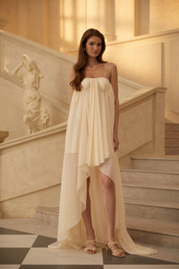 Anneli Beige Mullet Chiffon Midi Dress