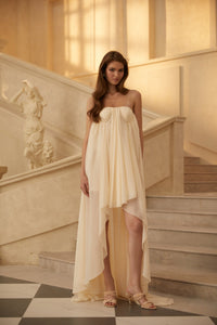 Anneli Beige Mullet Chiffon Midi Dress