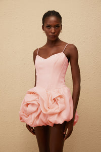 Melanie Pink 3D Petal Bubble Mini Dress