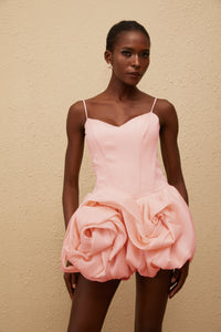 Melanie Pink 3D Petal Bubble Mini Dress