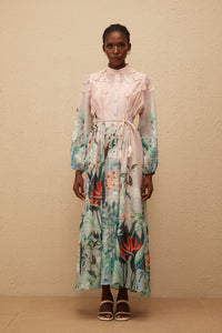 Delphine Green Floral Print Maxi Dress