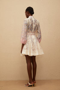 Fabienne Neutral Floral Print Mini Dress