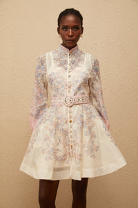 Fabienne Neutral Floral Print Mini Dress