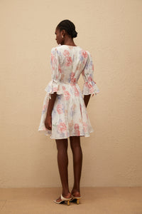 Téa White Floral Appliqué Mini Dress