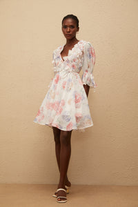 Téa White Floral Appliqué Mini Dress