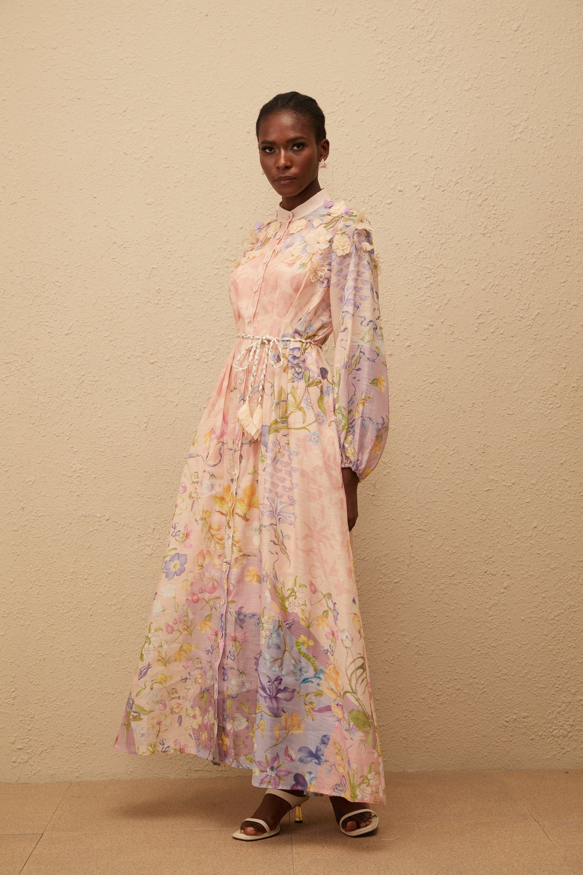 Delphine Pink Floral Print Maxi Dress