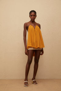 Nemesis Ginger Pleated Chiffon Top