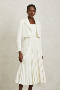 Calliopée White Floral Appliqué Jacket & Dress Set
