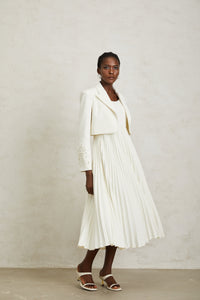Calliopée White Floral Appliqué Jacket & Dress Set