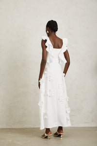 Ninon White 3D Petal Maxi Dress