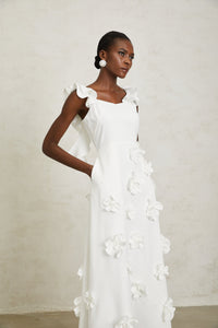 Ninon White 3D Petal Maxi Dress
