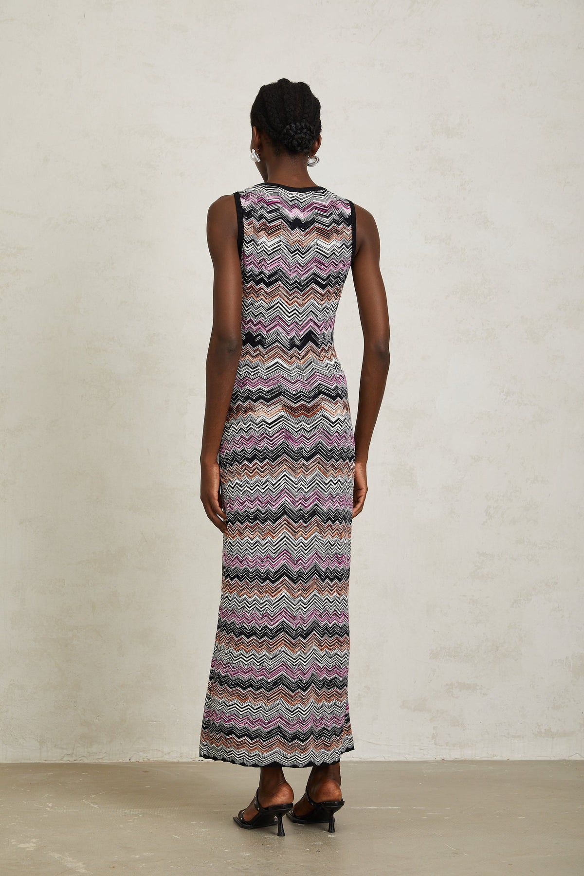 Manon Purple Zigzag Woven Knit Maxi Dress