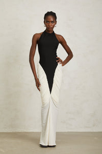 Jade Black Ruched Halterneck Maxi Bodycon Dress