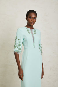 Manuela Mint Green Crystal Embellished Maxi Dress