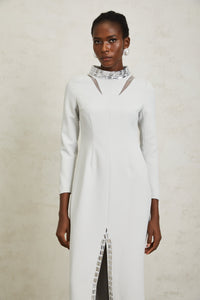 Magdalena Light Grey Crystal Embellished Maxi Dress