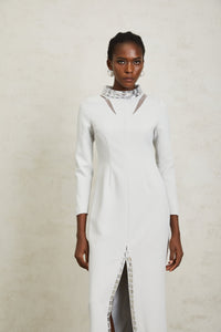 Magdalena Light Grey Crystal Embellished Maxi Dress