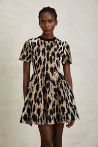 Lucie Brown Leopard Knit Mini Dress