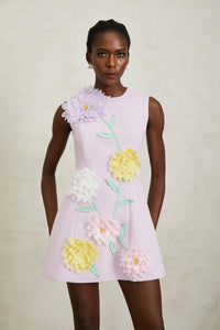 Véronique Purple 3D Petal Sleeveless Mini Dress