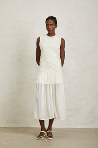 Blanche Off White Floral Crochet Midi Dress