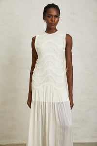 Blanche Off White Floral Crochet Midi Dress