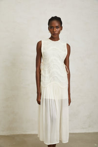 Blanche Off White Floral Crochet Midi Dress