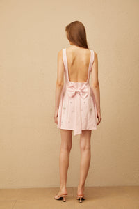 Corentine Pink Open Back Embellished Mini Dress