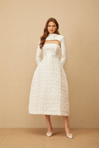 Dulcie White Floral Jacquard Shawl & Dress Set