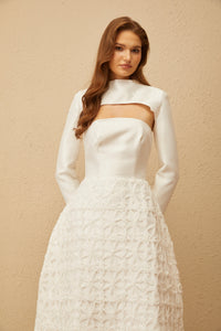 Dulcie White Floral Jacquard Shawl & Dress Set