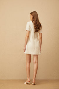 Gaëlle White Faux Pearl Tweed Mini Dress