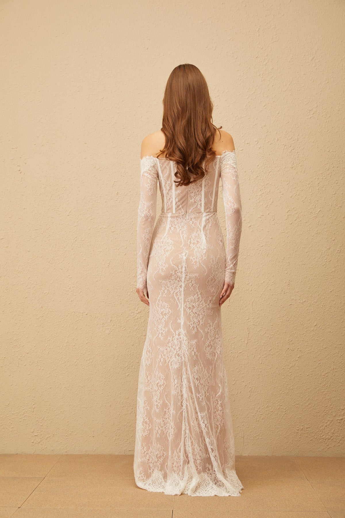 Carmen White Embellished Floral Lace Maxi Dress