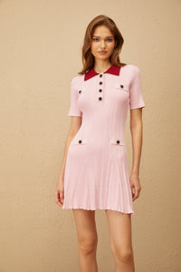 Diane Pink Ribbed Knit Mini Dress