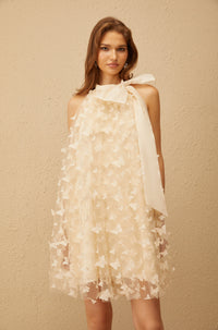 Brune Neutral 3D Butterfly Tulle Mini Dress