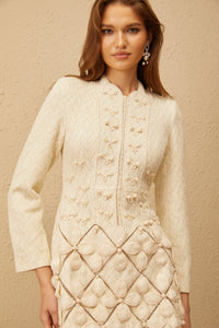 Carlota White Floral Crochet Knit Mini Dress