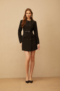 Melanie Black Belted Blazer Mini Dress