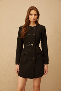Melanie Black Belted Blazer Mini Dress