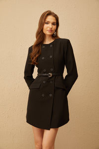 Melanie Black Belted Blazer Mini Dress