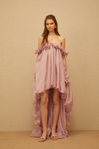 Brooklyn Pink Glossy Bubble Hem Mini Dress