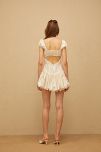 Irène White Lace Panel Satin Mini Dress