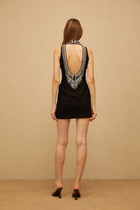 Colette Black Crystal Embellished Mini Dress