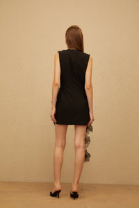 Oriane Black 3D Petal Mini Dress