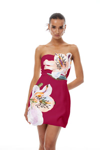 Automne Pink Floral Embroidered Mini Dress