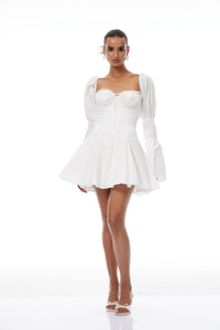 Marietta White Lace Trim Corset Mini Dress