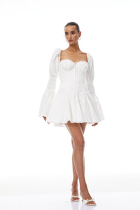 Marietta White Lace Trim Corset Mini Dress